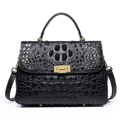 Croc-Pattern Top-Handle Bag
