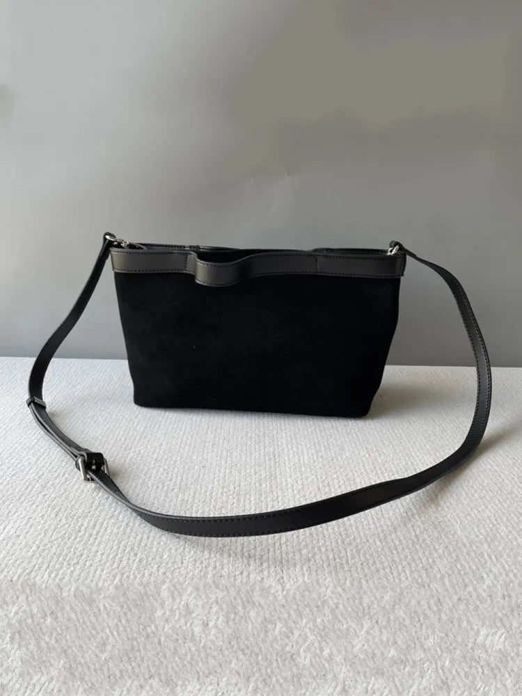 Contrast-Trim Shoulder Bag