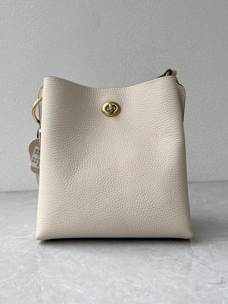 Turn-Lock Bucket Shoulder Bag