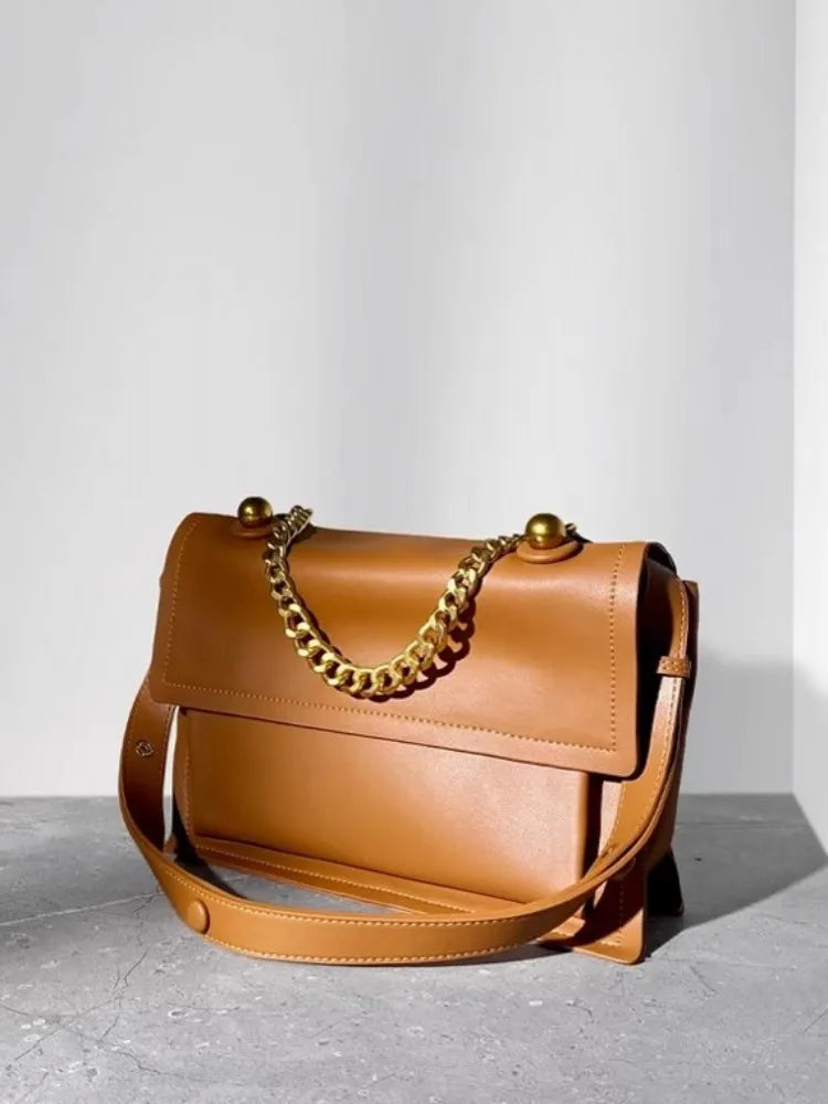 Chain-Handle Flap Satchel