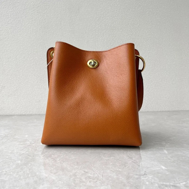 Turn-Lock Bucket Shoulder Bag