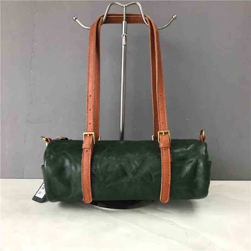 Buckle-Strap Barrel Shoulder Bag
