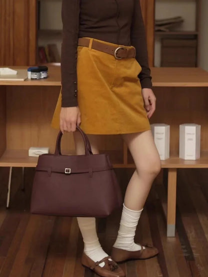 Belted Top-Handle Tote Bag