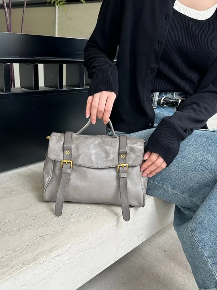 Twin-Buckle Satchel Bag
