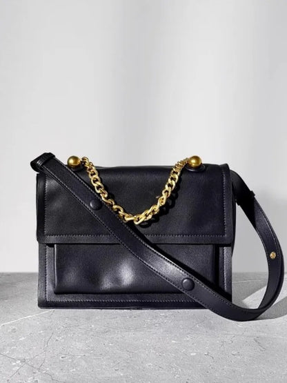 Chain-Handle Flap Satchel
