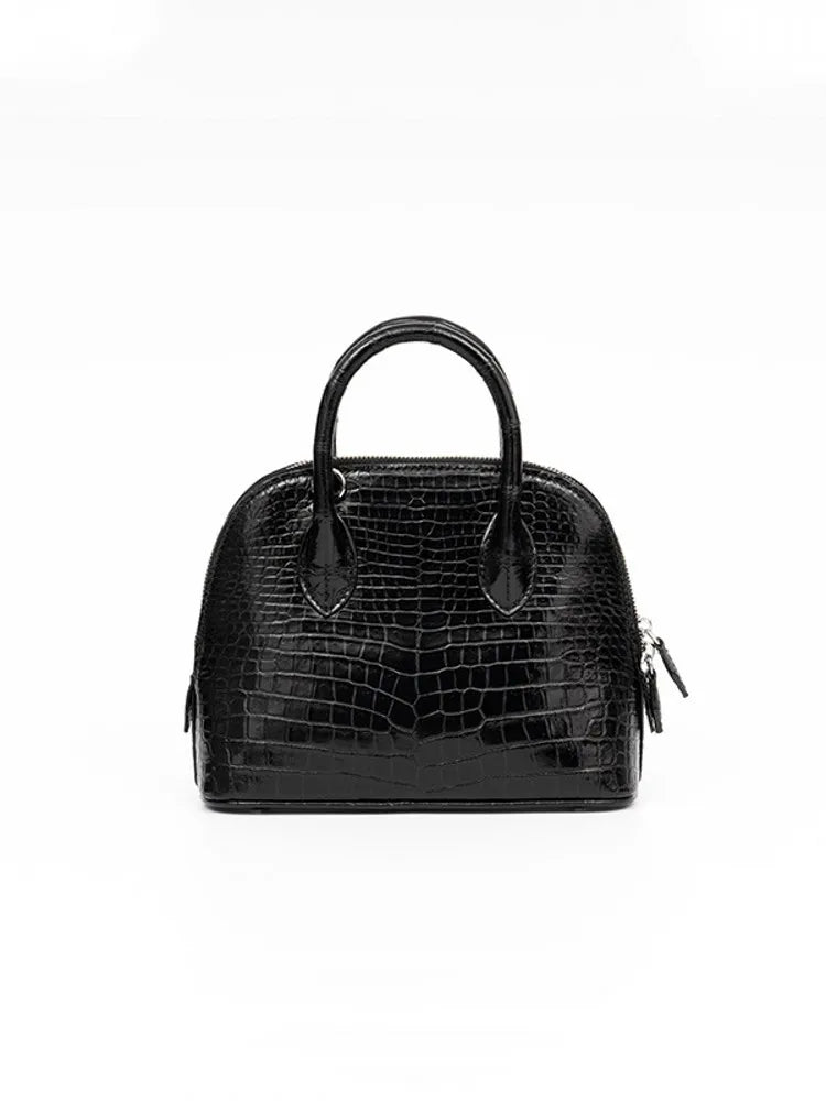 Croc-Pattern Dome Handbag