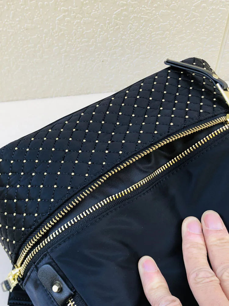 Studded Quilted-Pocket Backpack