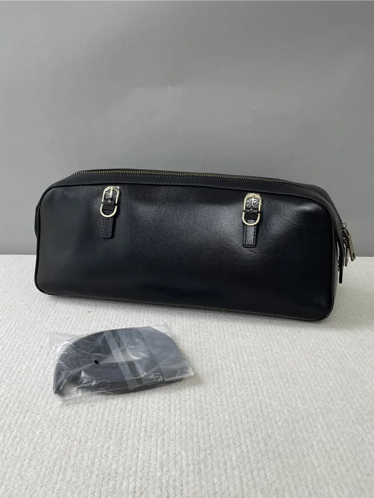 Buckle-Strap Barrel Shoulder Bag