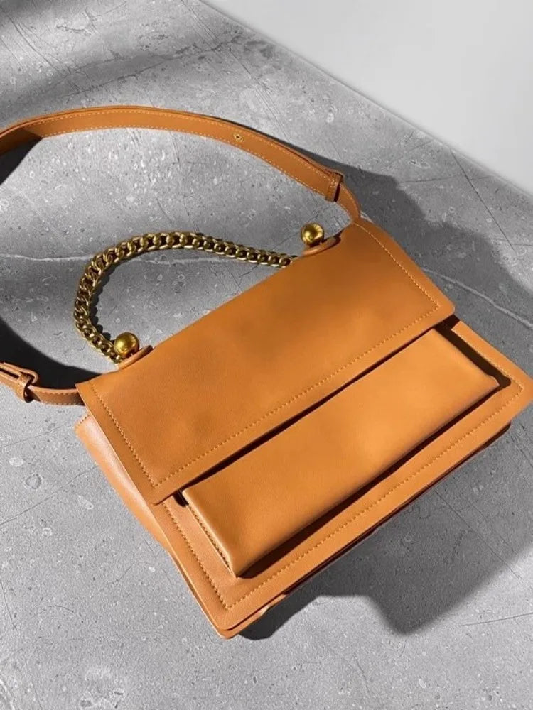 Chain-Handle Flap Satchel