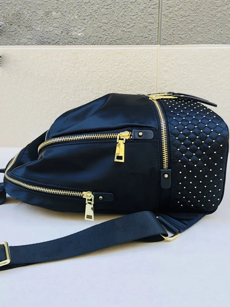 Studded Quilted-Pocket Backpack
