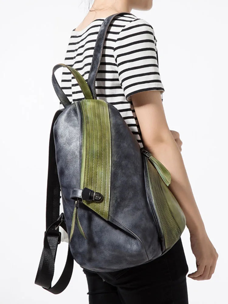 Colorblock Asymmetric Zip Backpack