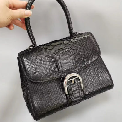 Snake-Pattern Buckle Handbag