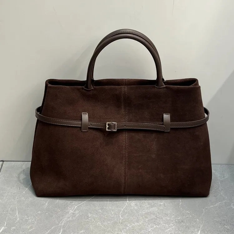 Belted Top-Handle Tote Bag