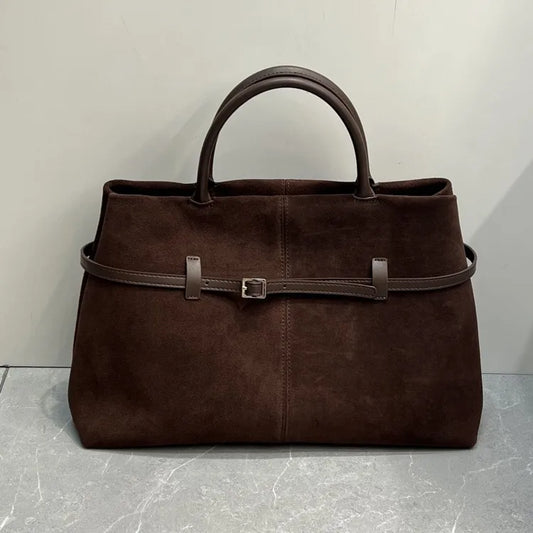 Belted Top-Handle Tote Bag