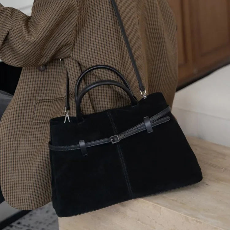 Belted Top-Handle Tote Bag