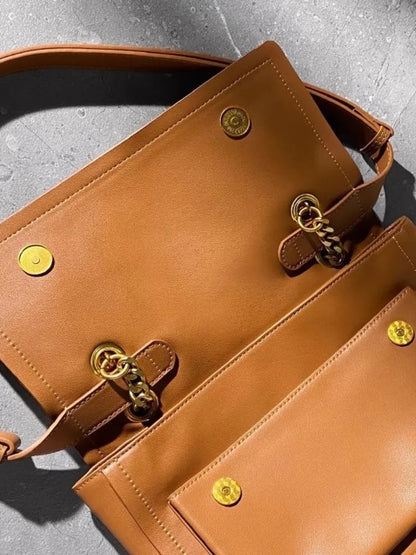 Chain-Handle Flap Satchel
