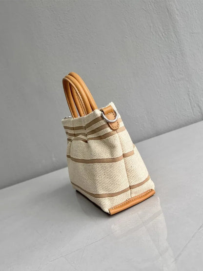 Striped Top-Handle Bag