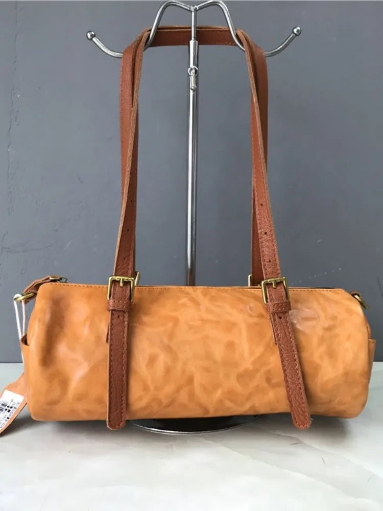 Buckle-Strap Barrel Shoulder Bag