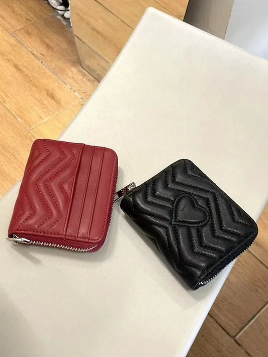 Heart-Quilted Zip Wallet