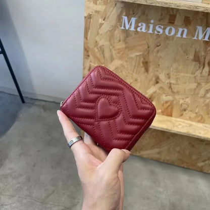 Heart-Quilted Zip Wallet
