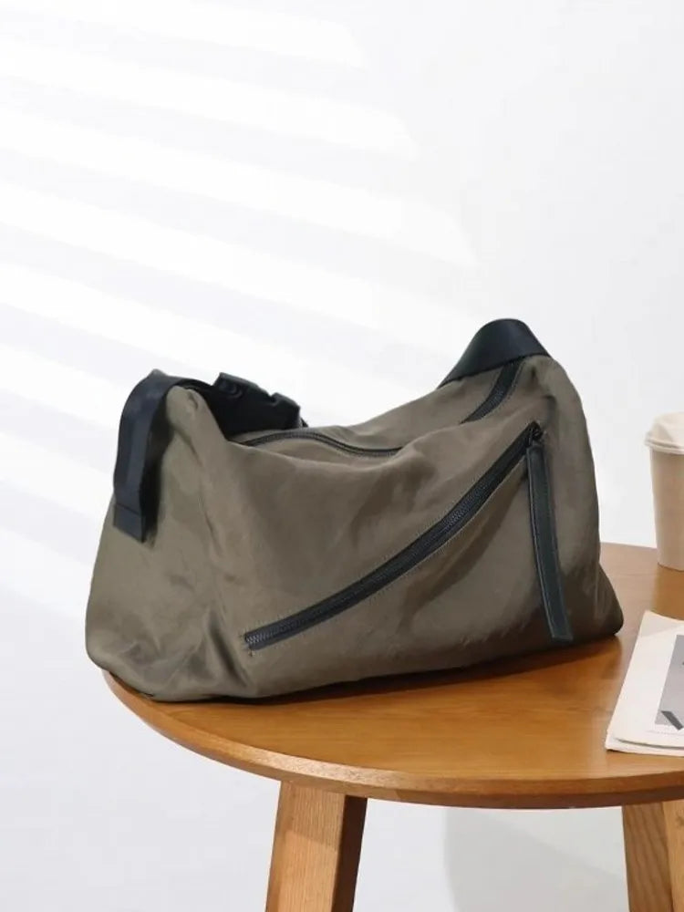 Diagonal-Zip Shoulder Bag