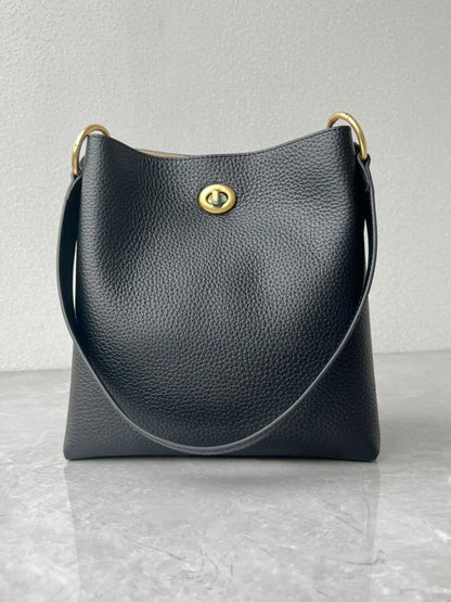 Turn-Lock Bucket Shoulder Bag