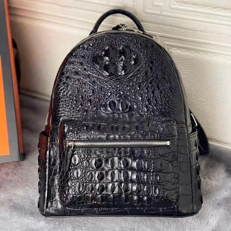 Croc-Pattern Zip Backpack