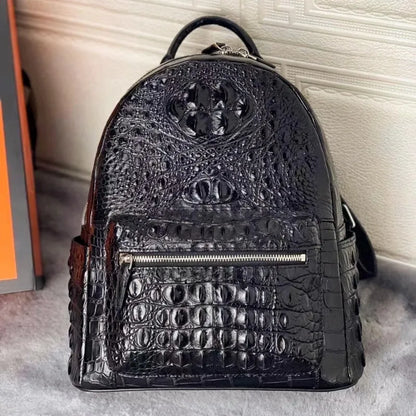 Croc-Pattern Zip Backpack