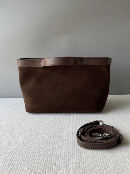 Contrast-Trim Shoulder Bag