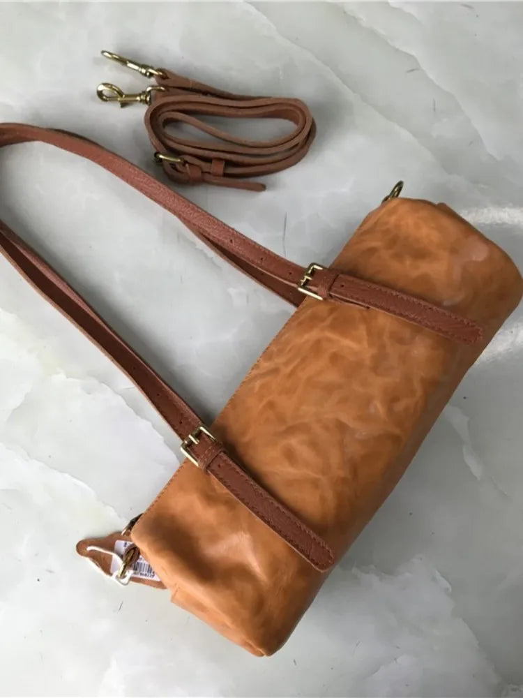 Buckle-Strap Barrel Shoulder Bag