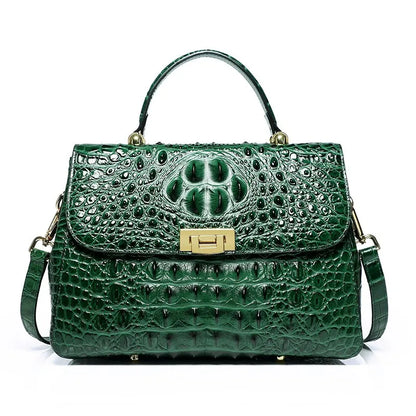Croc-Pattern Top-Handle Bag