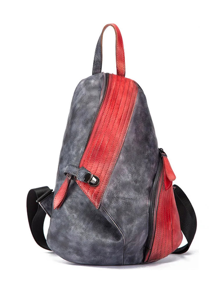 Colorblock Asymmetric Zip Backpack