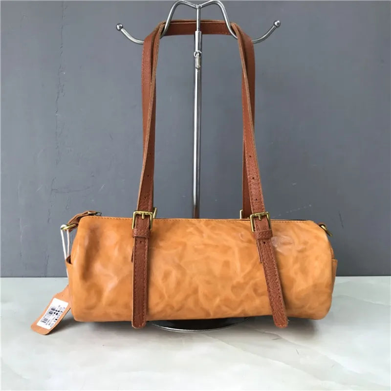 Buckle-Strap Barrel Shoulder Bag