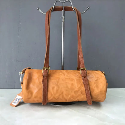 Buckle-Strap Barrel Shoulder Bag