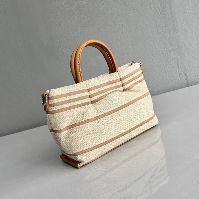 Striped Top-Handle Bag