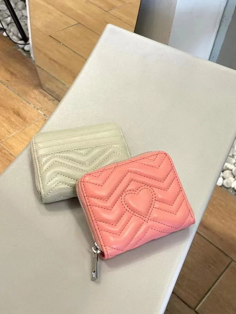 Heart-Quilted Zip Wallet