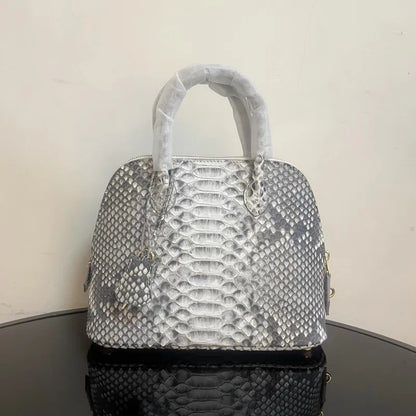 Snake-Pattern Dome Handbag