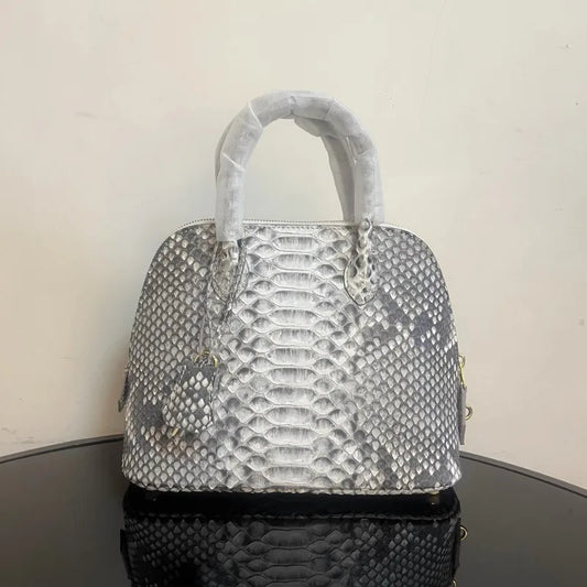 Snake-Pattern Dome Handbag
