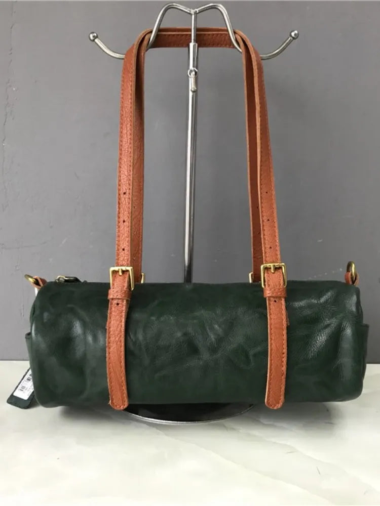 Buckle-Strap Barrel Shoulder Bag