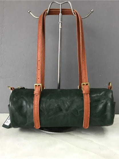 Buckle-Strap Barrel Shoulder Bag