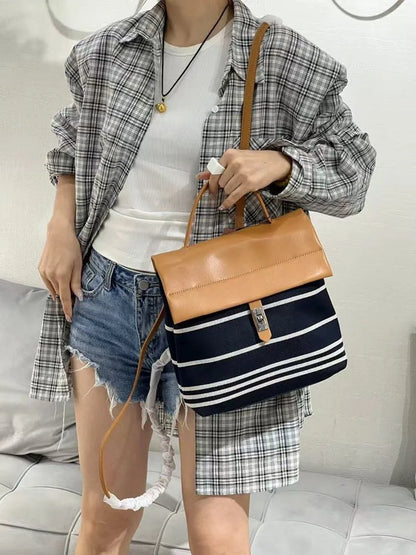 Striped Flap Backpack