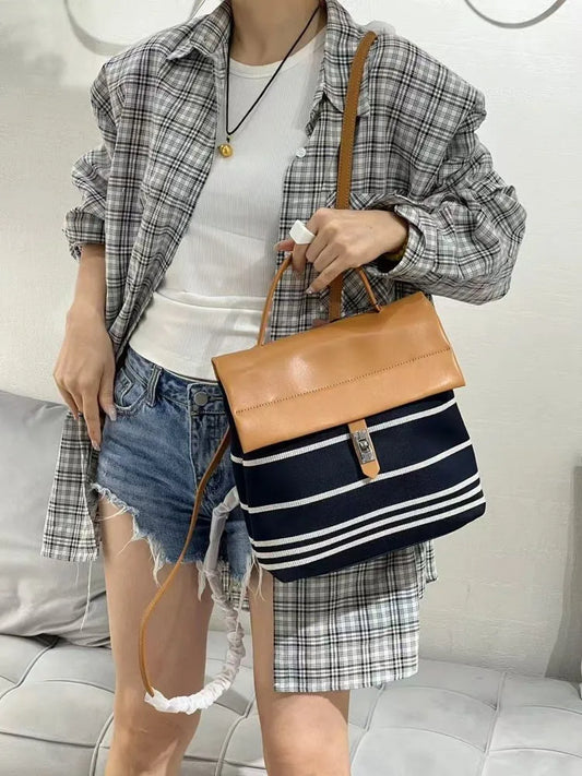 Striped Flap Backpack
