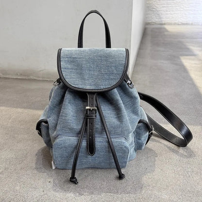 Contrast-Trim Drawstring Backpack