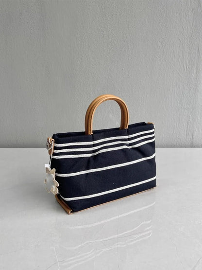 Striped Top-Handle Bag