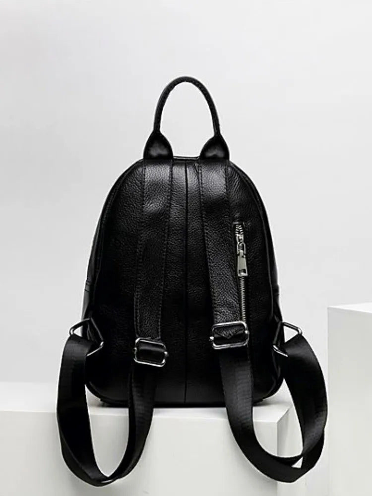 Cat-Motif Zip Backpack