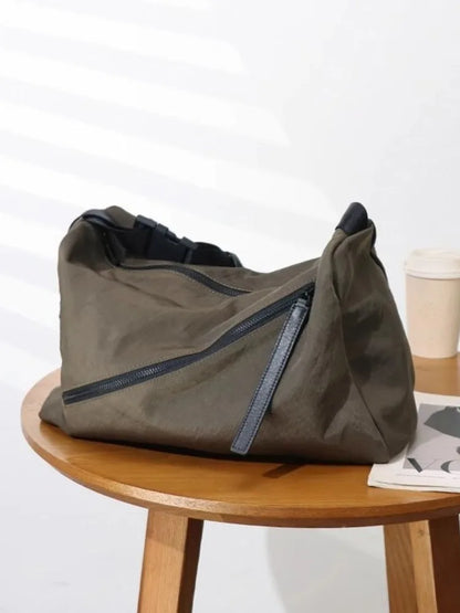 Diagonal-Zip Shoulder Bag