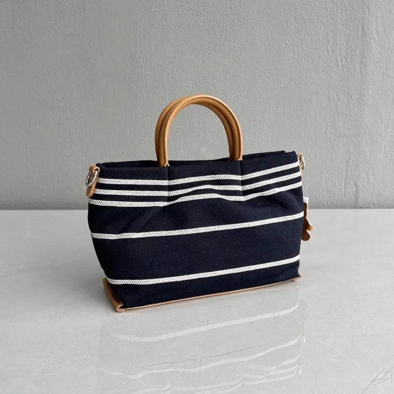 Striped Top-Handle Bag