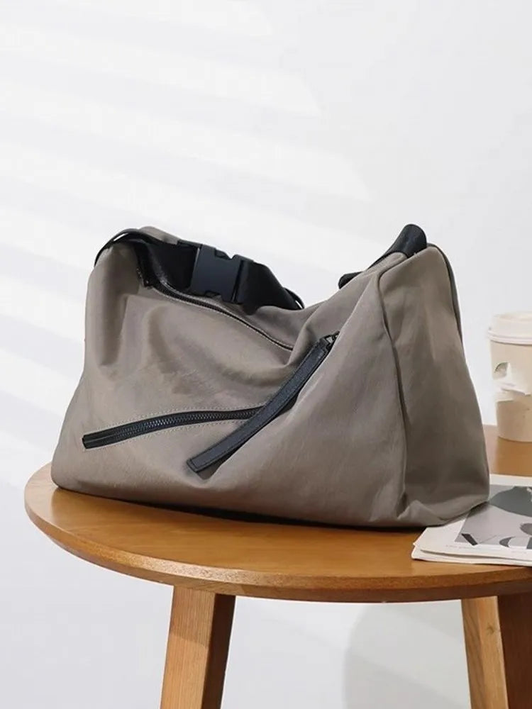 Diagonal-Zip Shoulder Bag