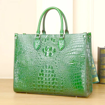 Croc-Pattern Structured Tote Bag