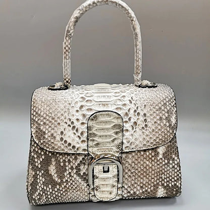Snake-Pattern Buckle Handbag
